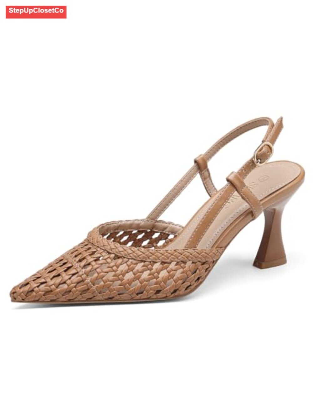 Women Woven Slingback Kitten Heels 2.5" Pumps Low Heel Adjustable Strap Dress